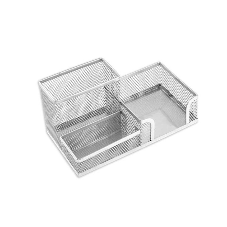 Suport tip plasa metalica 3 compartimente argintie
