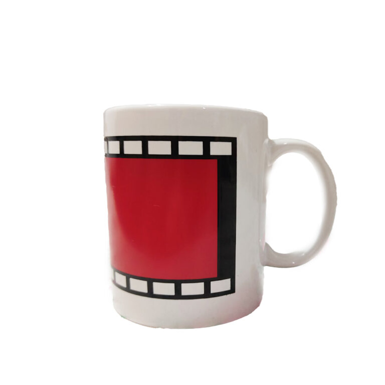 Cana alba cu banda de film  cu imprimare 11oz