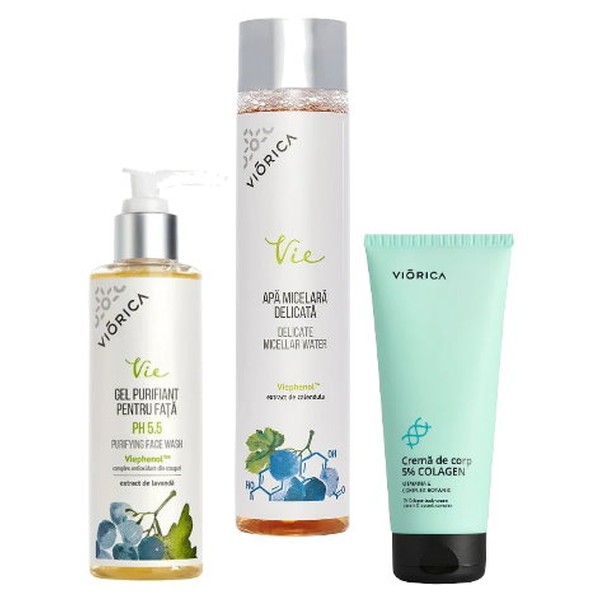 Set Viorica-Cosmeplant apa micelara+gel de curatare+crema