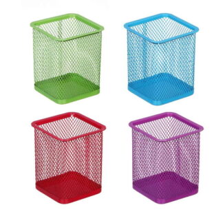 Suport pentru pixuri tip plasa patrat metalic color