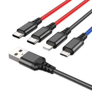 Cablu USB to Type-C+Type-C+iP+Micro HOCO X76 1m