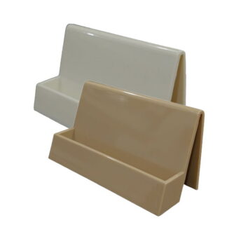 Suport de masa pentru carti de vizita plastic white/coffee