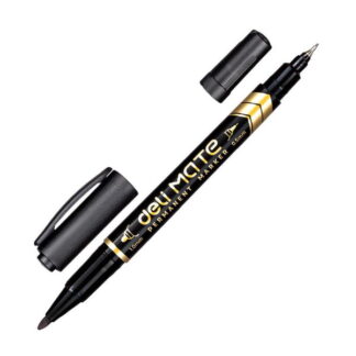 Marker permanent Deli dublu 1,0-1,5mm negru