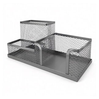 Suport tip plasa metalica 3 compartimente argintie